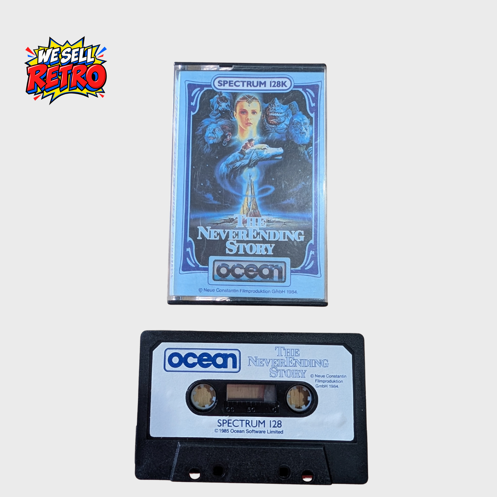 The NeverEnding Story – ZX Spectrum 128K – Ocean Software The NeverEnding Story ZX Spectrum 128K Ocean cassette and case