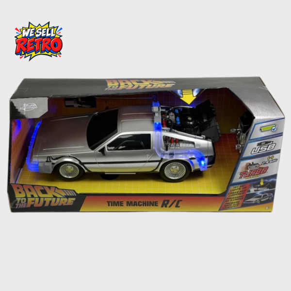 Home Back to the Future DeLorean RC Time Machine – Jada 1:16 – New Boxed – boxed vehicle with we sell retro logo