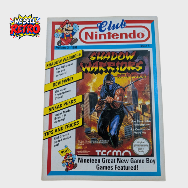 Club Nintendo Magazine Volume 3 Issue 5 – 1991 – Shadow Warriors – actual front cover