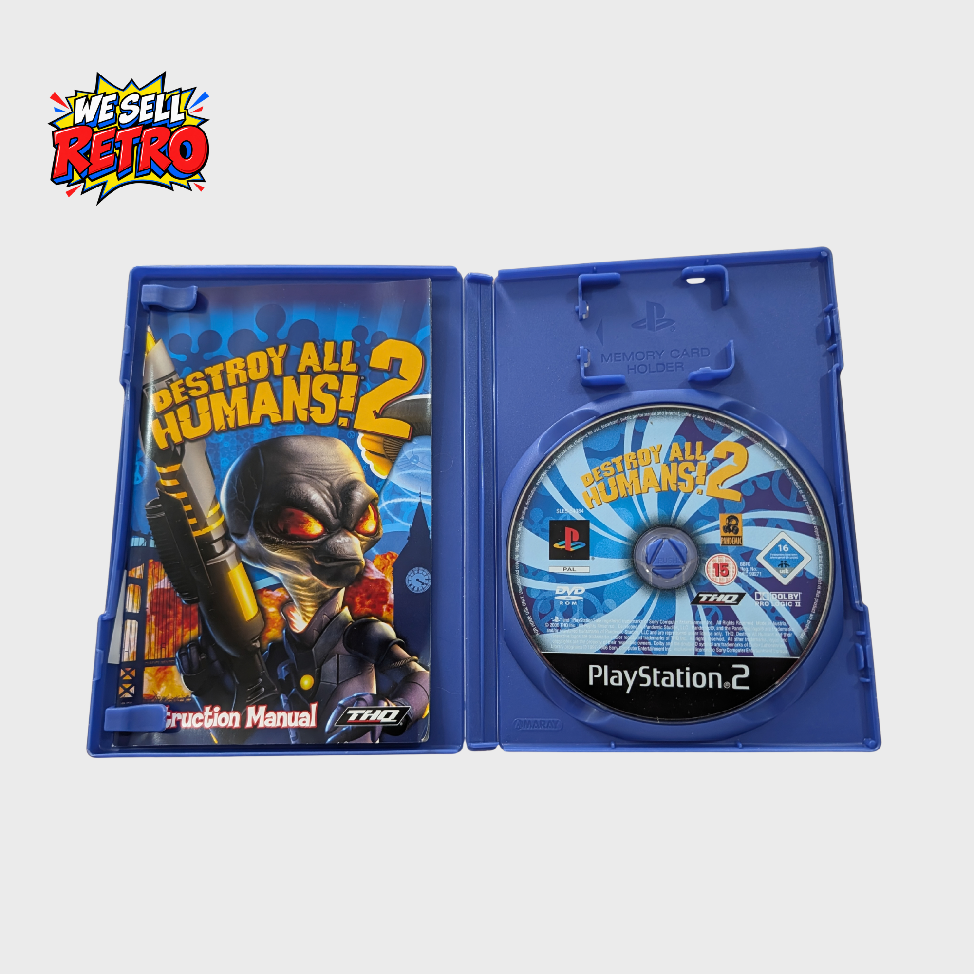 Destroy All Humans! 2 – PS2 – With Manual Destroy All Humans! 2 – PS2 – With Manual – open case with disc and instruction manual
