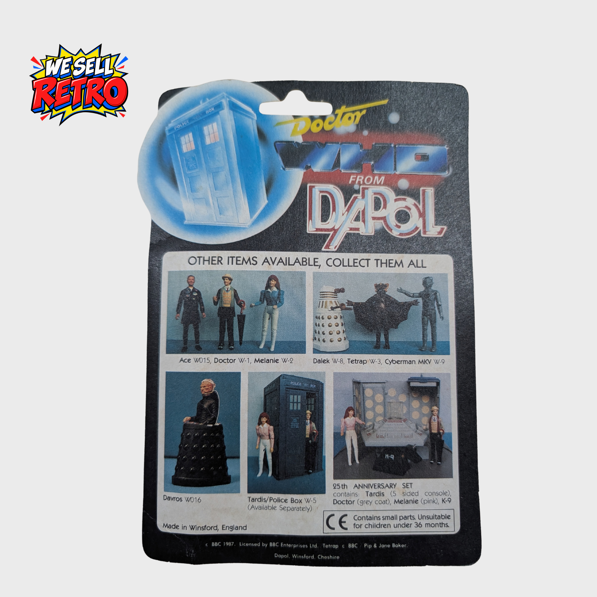 Doctor Who Fourth Doctor – Dapol W-10 Unopened Carded Figure Doctor Who Fourth Doctor – Dapol W-10 Unopened Carded Figure – back of actual item
