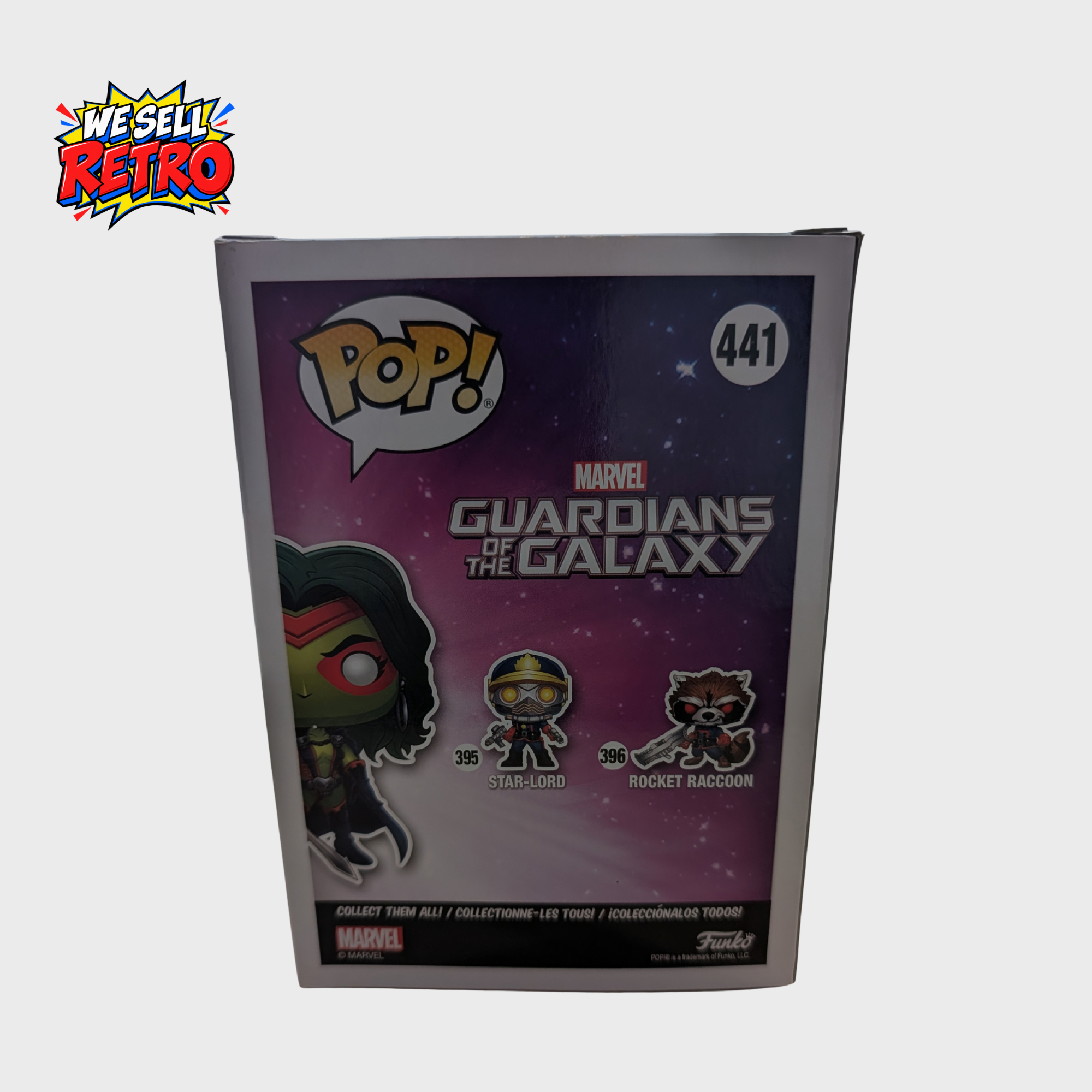 Funko Pop! Marvel Gamora #441 – 2019 Summer Convention Exclusive Funko Pop! Marvel Gamora #441 – 2019 Summer Convention Exclusive – back of actual item