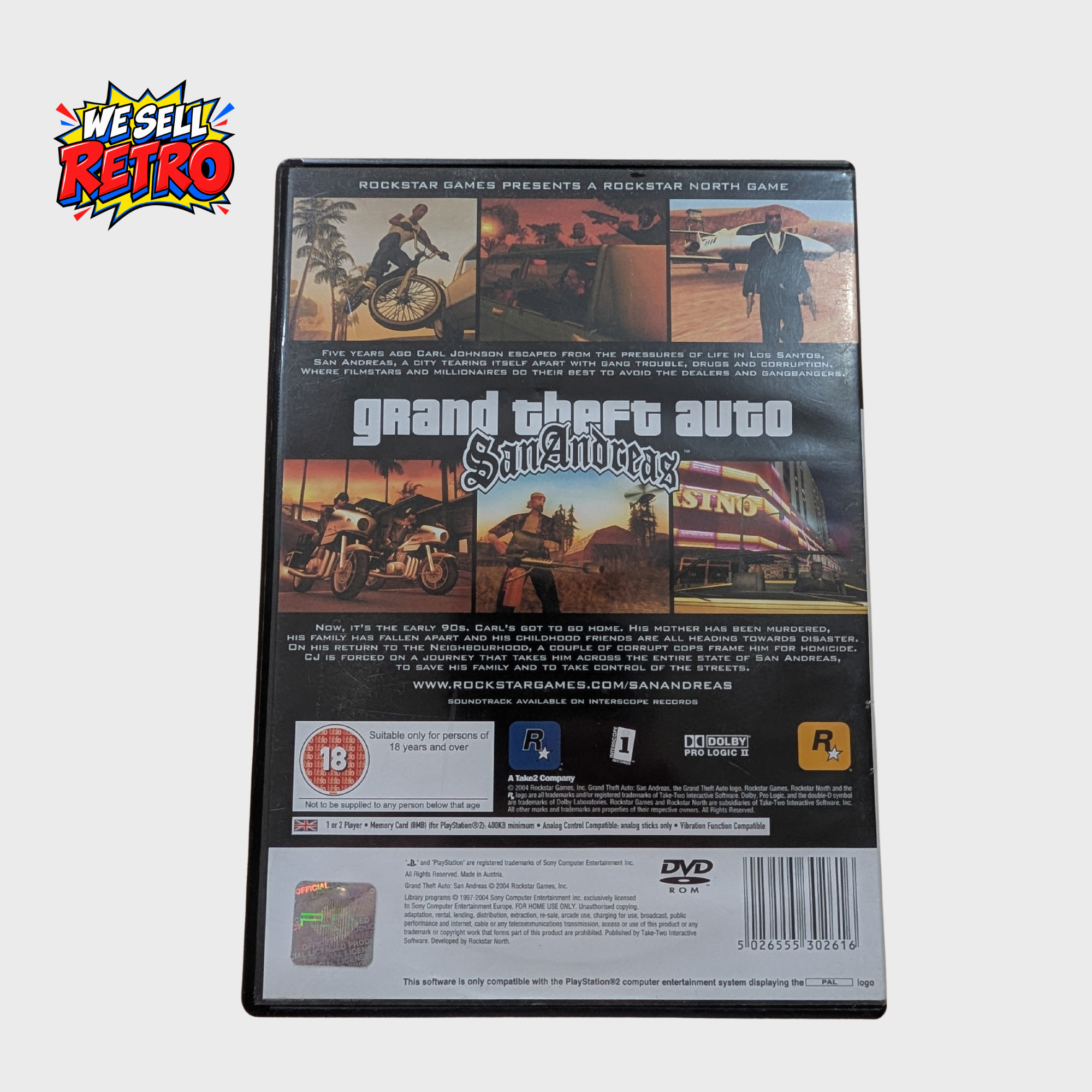 Grand Theft Auto: San Andreas PS2 – With Manual Grand Theft Auto: San Andreas – PS2 – With Manual – rear cover