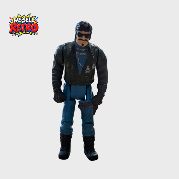 Front of Kenner M.A.S.K. Sly Rax Piranha figure without mask