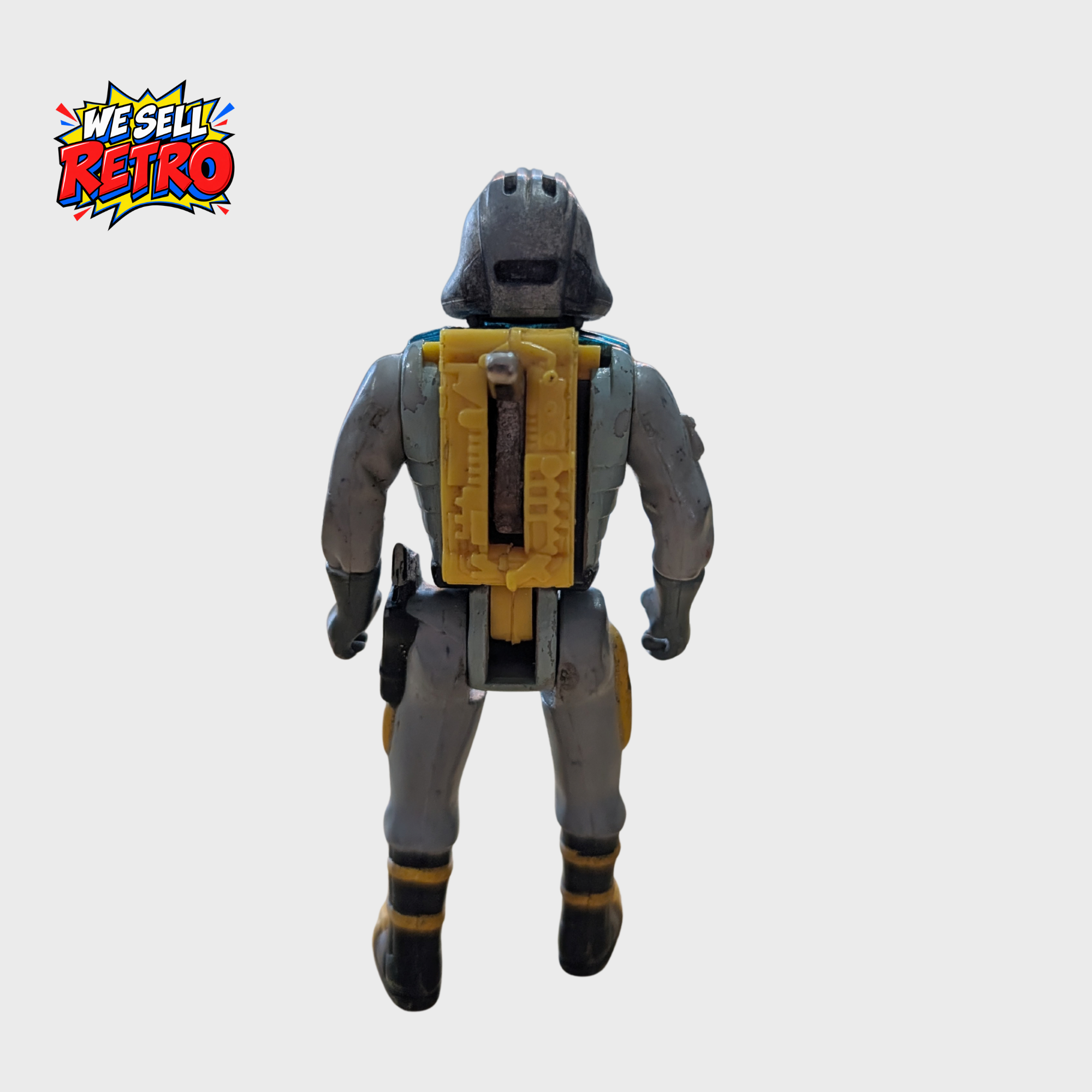 Kenner RoboCop Ultra Police Sergeant Reed Action Figure – With Helmet – Worn Kenner Sergeant Reed action figure rear with yellow back mechanism