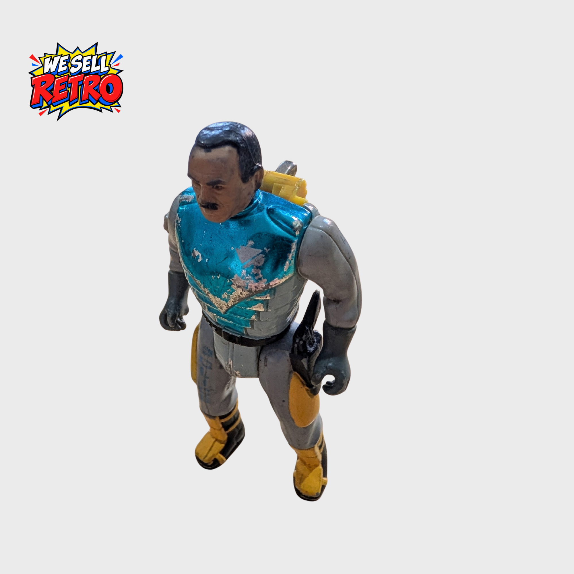 Kenner RoboCop Ultra Police Sergeant Reed Action Figure – With Helmet – Worn Kenner Sergeant Reed figure angled view showing worn chest armour