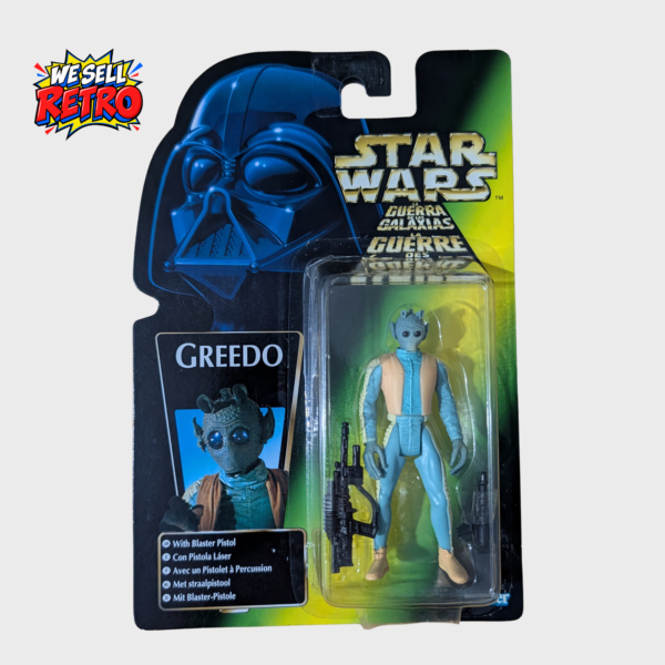 Home Kenner Star Wars Greedo carded figure – front of actual item