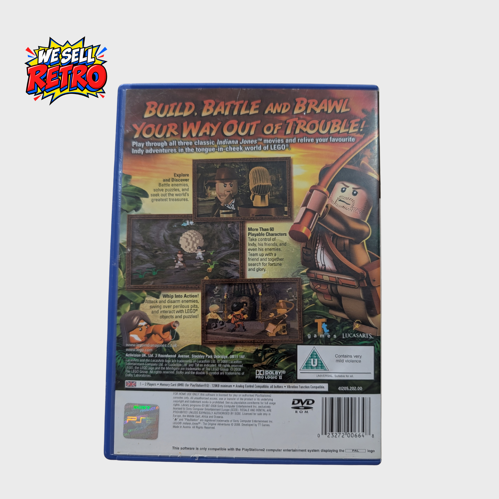 LEGO Indiana Jones PS2 The Original Adventures – With Manual LEGO Indiana Jones: The Original Adventures – PS2 – With Manual – rear cover