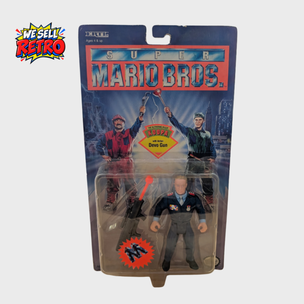 Home Front photograph of the actual ERTL 1993 Super Mario Bros. movie Koopa in its original carded packaging