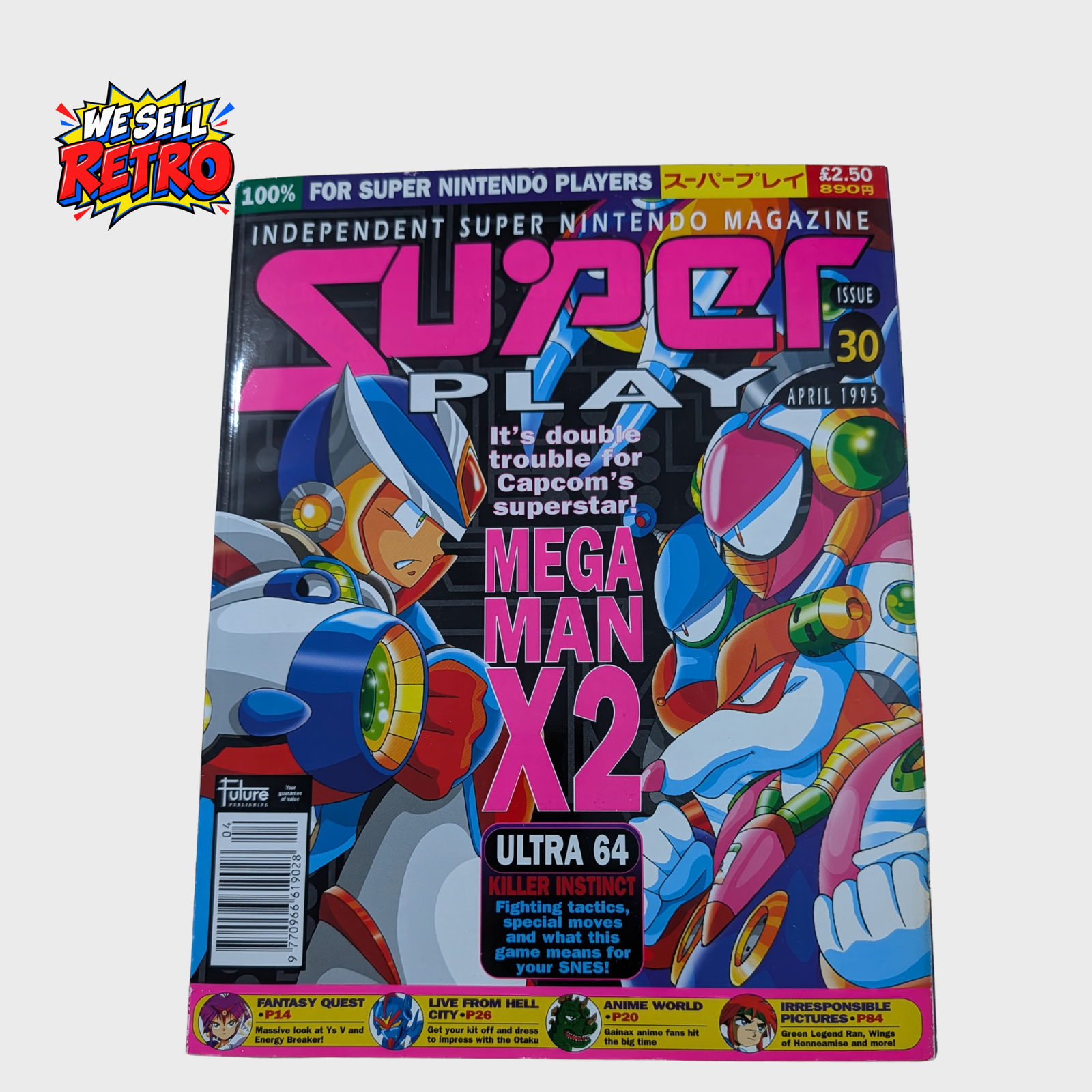 Super Play Magazine Issue 30 – April 1995 – Mega Man X2 Super Play magazine issue 30, April 1995, Mega Man X2 front cover of the actual copy for sale