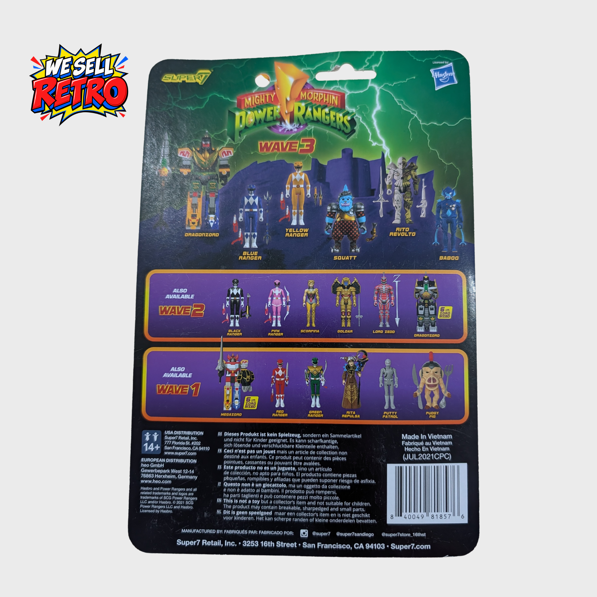 Super7 Power Rangers Rito Revolto ReAction Figure – Unopened Carded Super7 Power Rangers Rito Revolto ReAction Figure – Unopened Carded – back of actual item