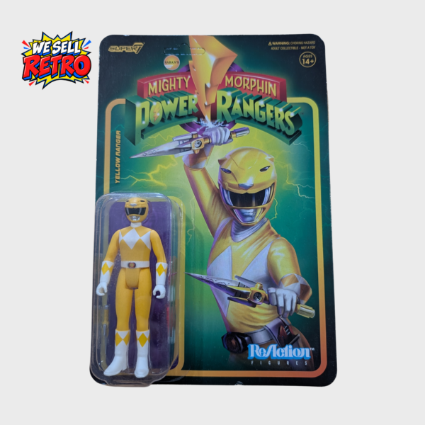 Super7 Power Rangers Yellow Ranger ReAction figure – front of unopened carded figure