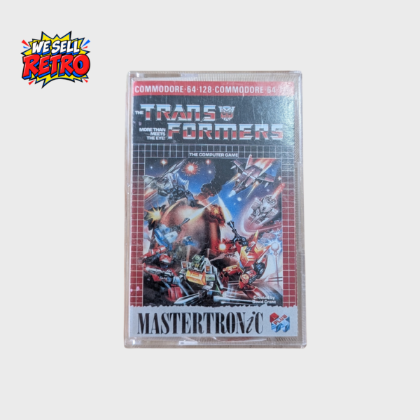 Transformers – Commodore 64 – Mastertronic Plus, front of the actual pre-owned cassette game