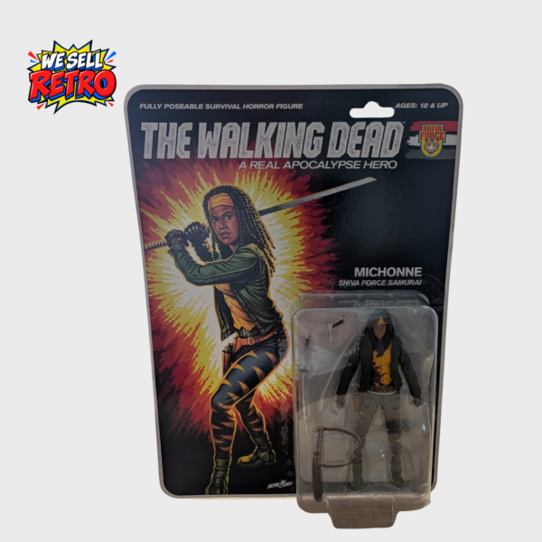 Home Front photograph of the actual McFarlane The Walking Dead Michonne Shiva Force bloody variant in its original carded packaging